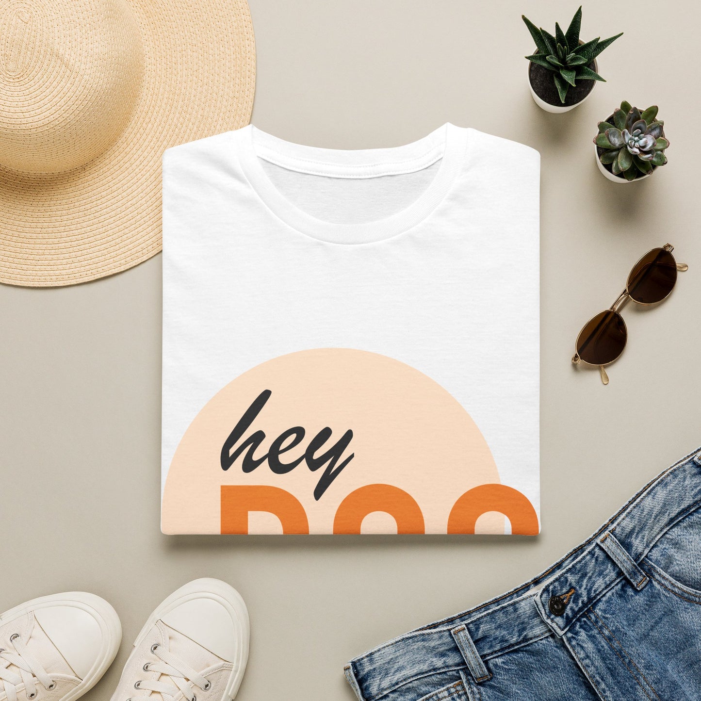 Hey Boo T-Shirt — Retro Peach Graphic Tee
