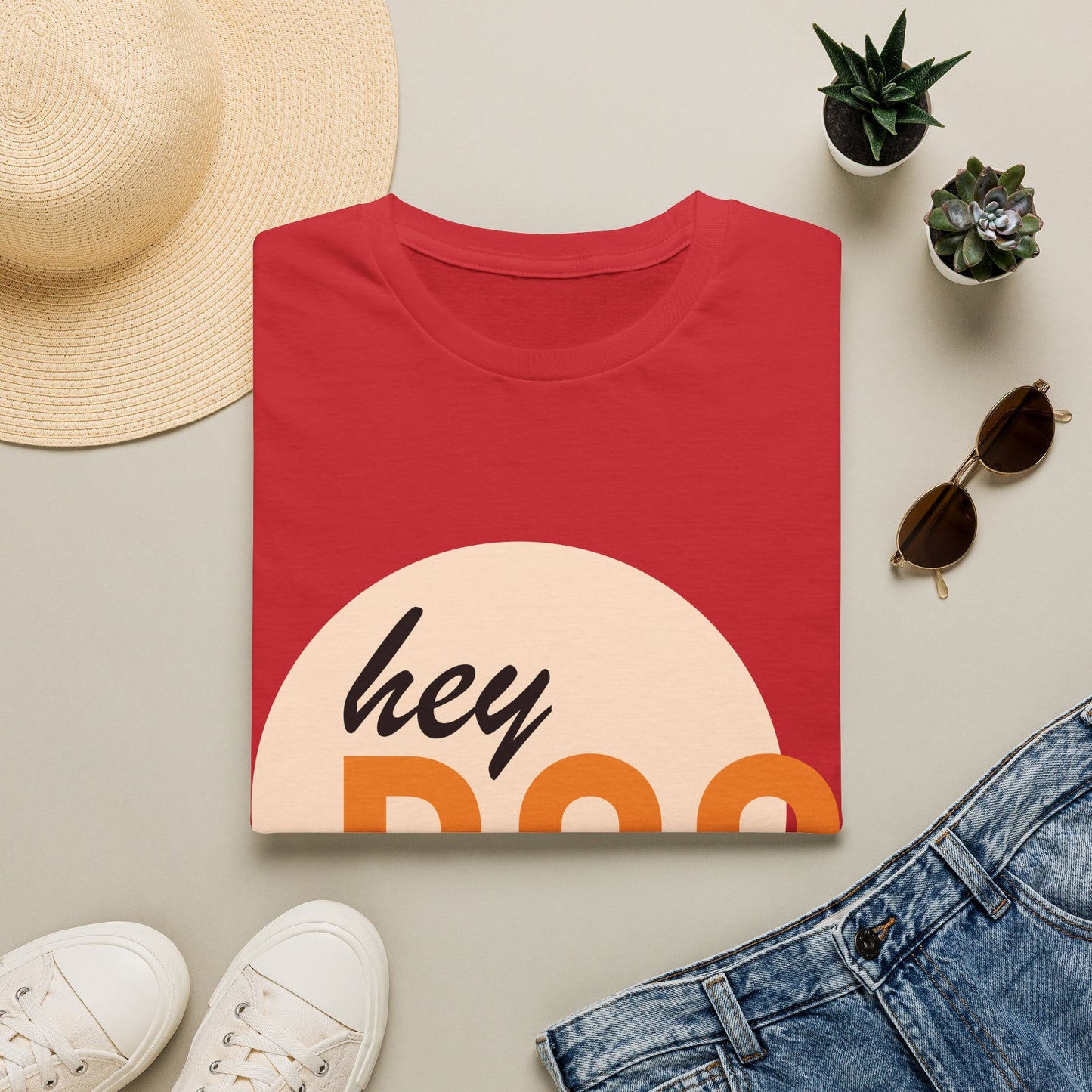 Hey Boo T-Shirt — Retro Peach Graphic Tee