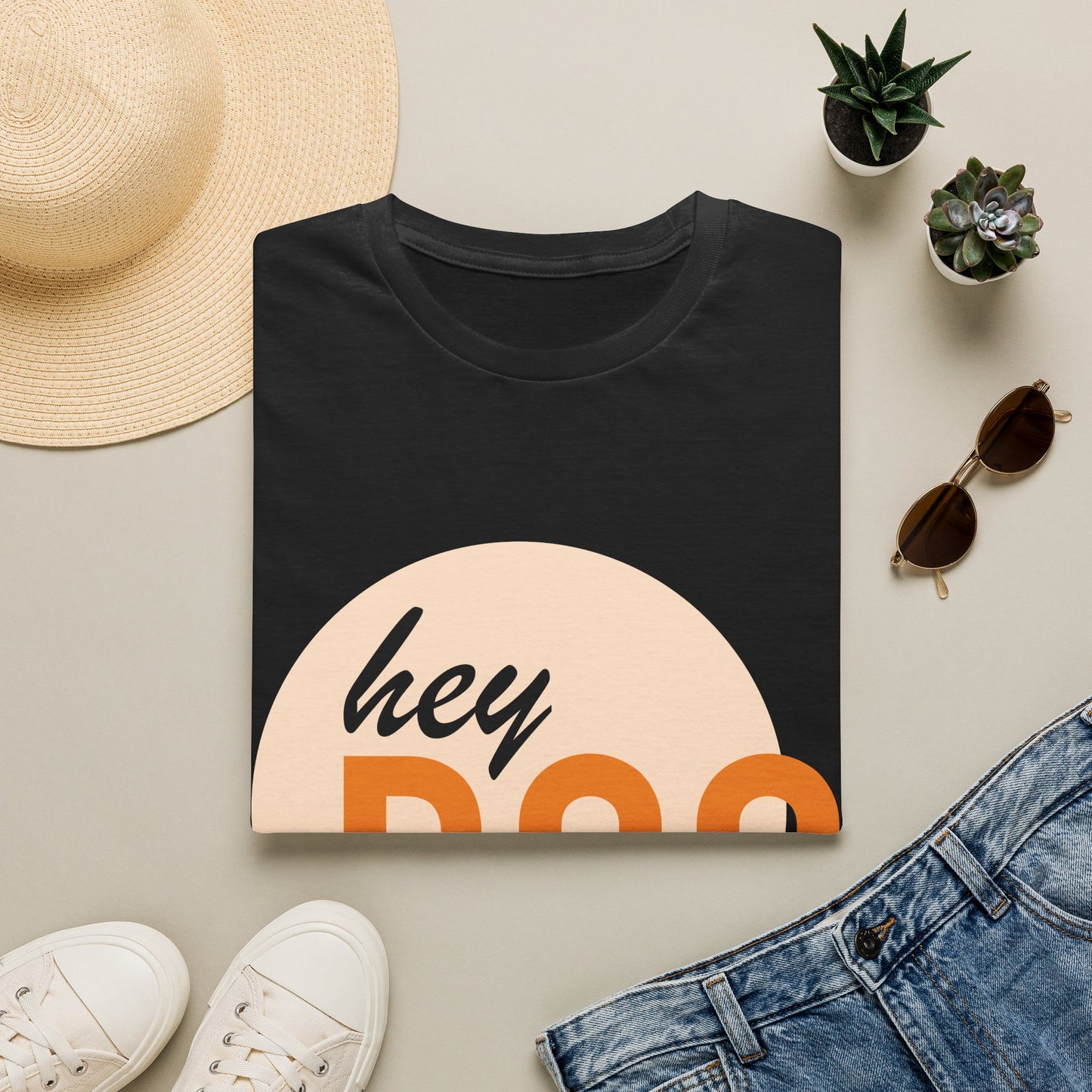 Hey Boo T-Shirt — Retro Peach Graphic Tee