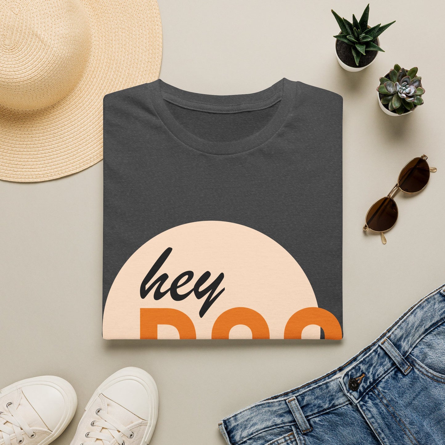 Hey Boo T-Shirt — Retro Peach Graphic Tee