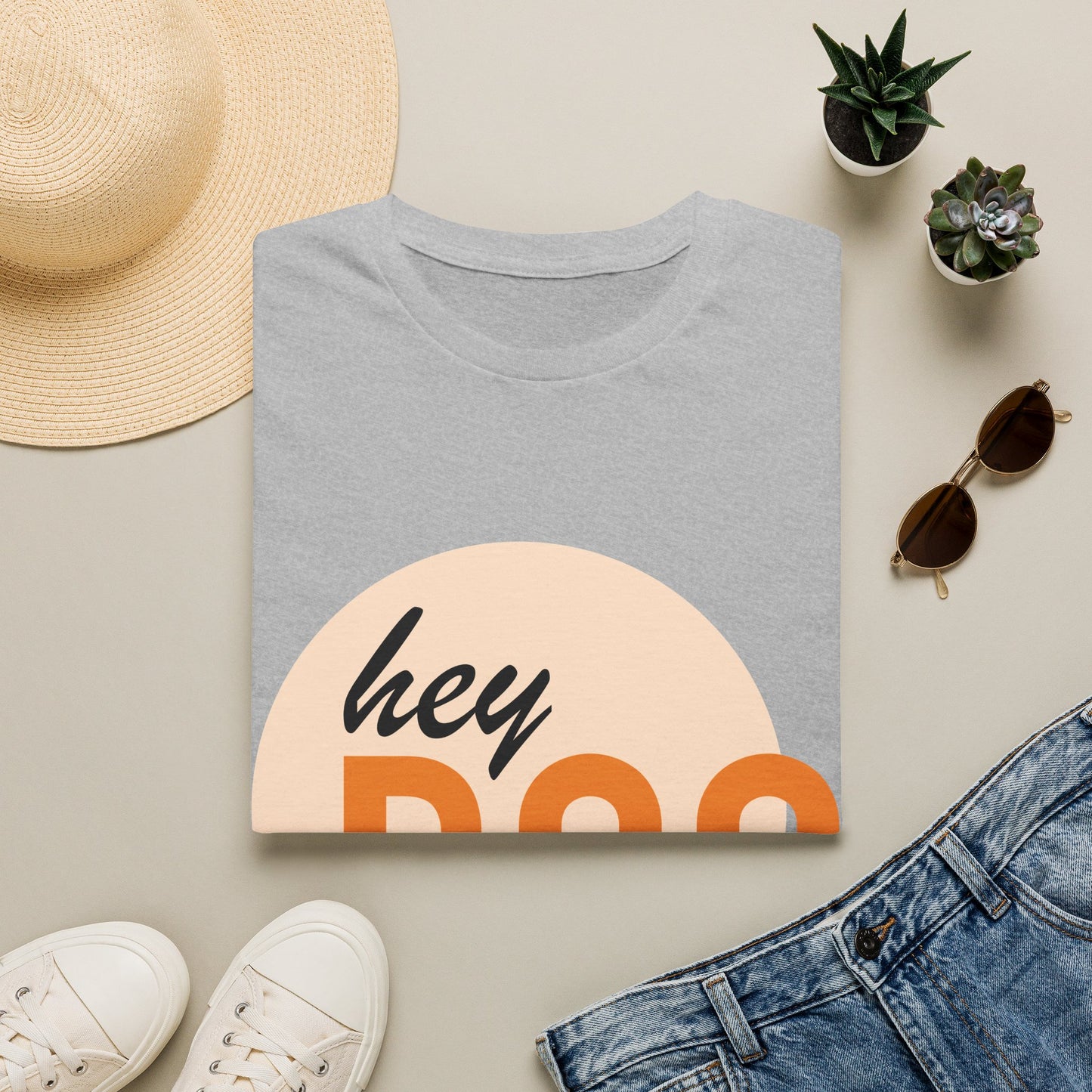 Hey Boo T-Shirt — Retro Peach Graphic Tee