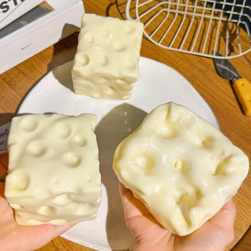 Cheese Cube Stress Ball – Fun Sensory Fidget Toy for Stress Relief