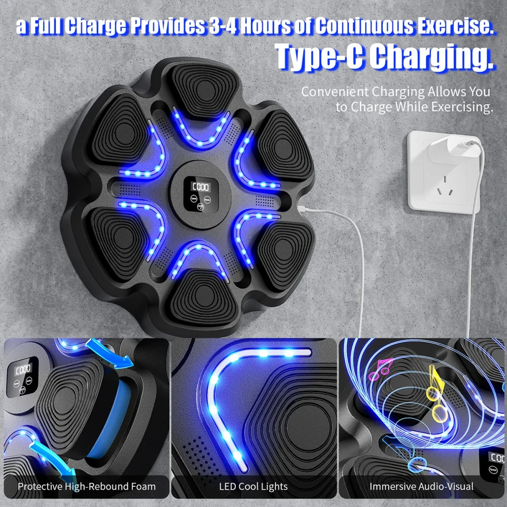 Music Boxing Machine – Bluetooth Smart Punching Pad for Home Fitness & Family Fun