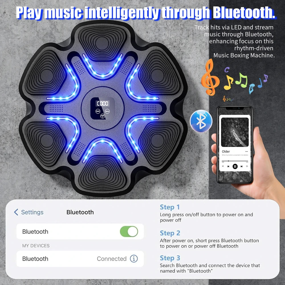 Music Boxing Machine – Bluetooth Smart Punching Pad for Home Fitness & Family Fun