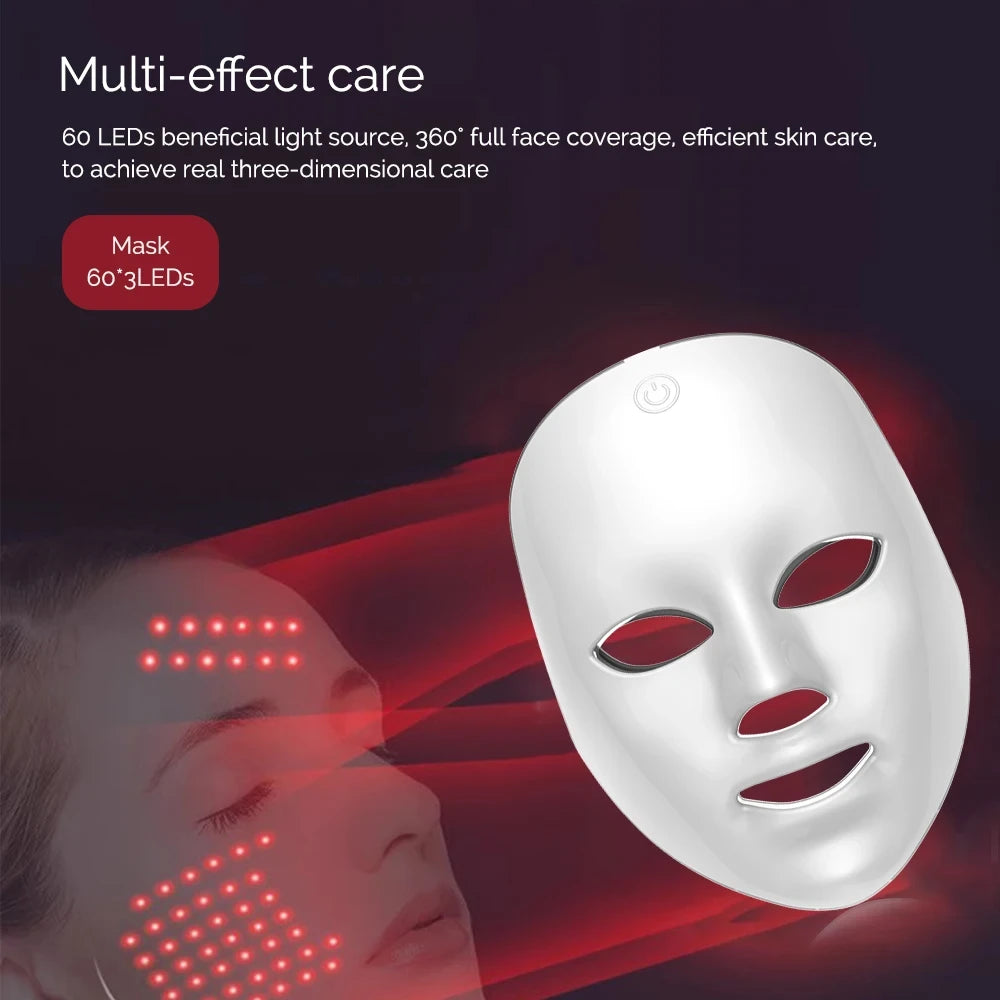 Rechargeable LED Photon Facial Mask – At-Home Light Therapy for Glowing Skin