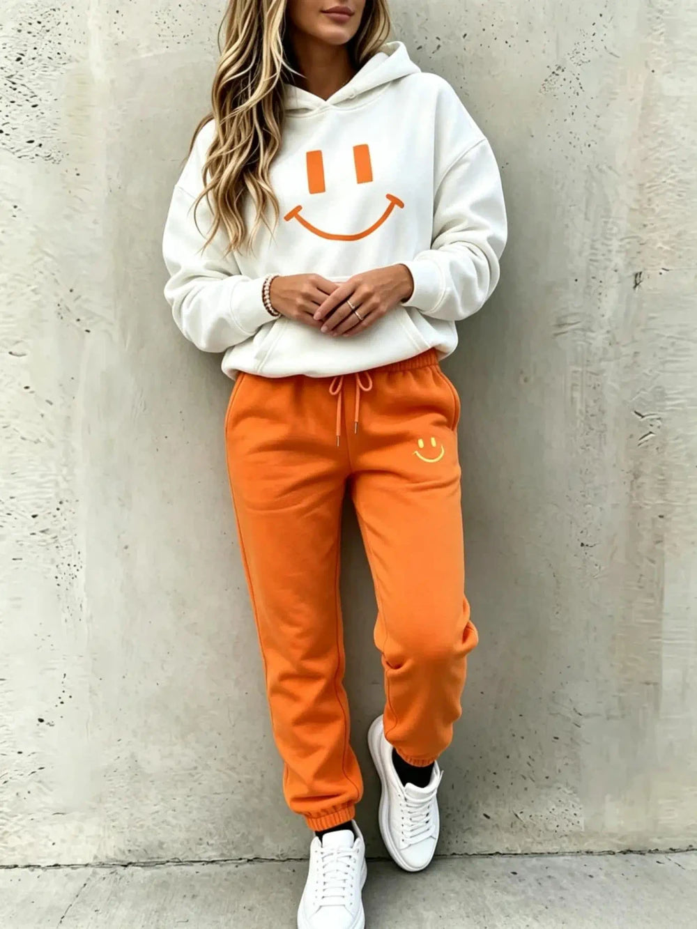 Smile Print Tracksuit Set – Cozy Loungewear & Streetwear for Women