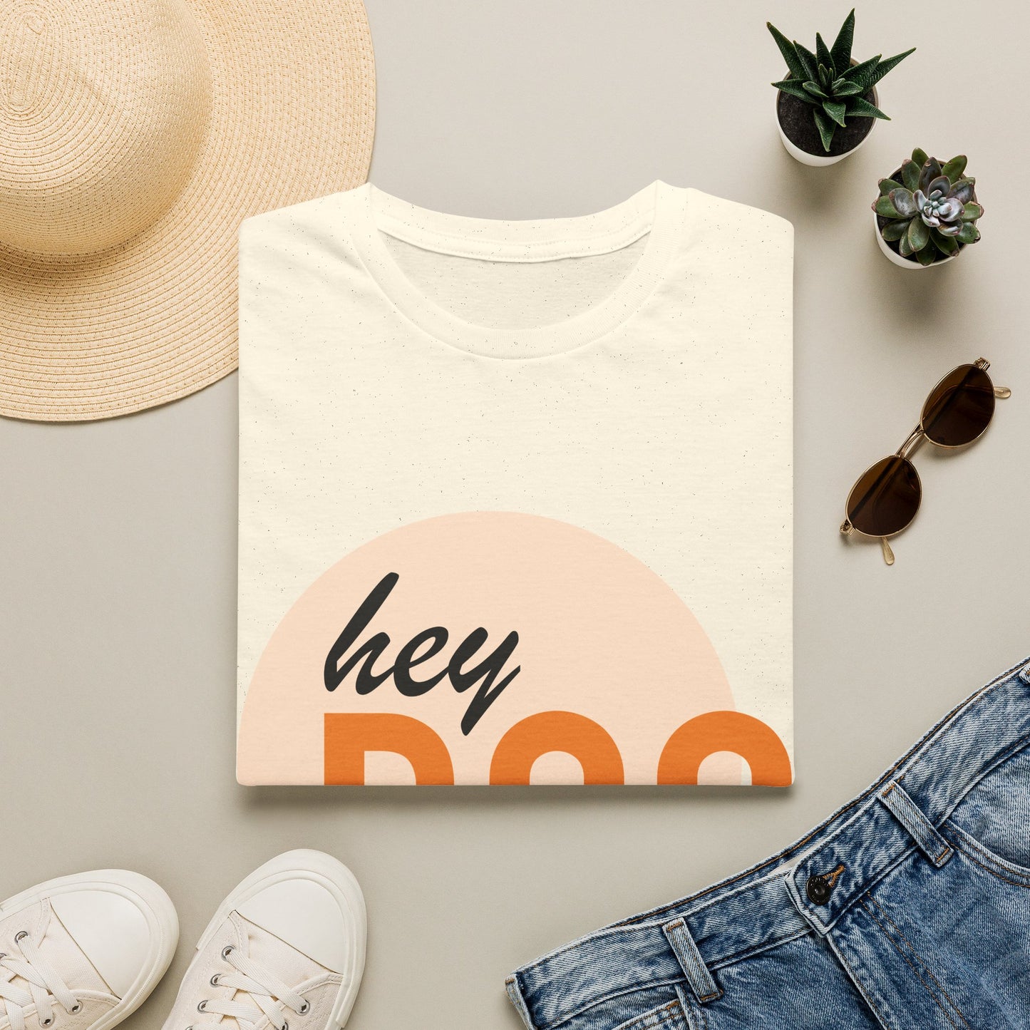 Hey Boo T-Shirt — Retro Peach Graphic Tee