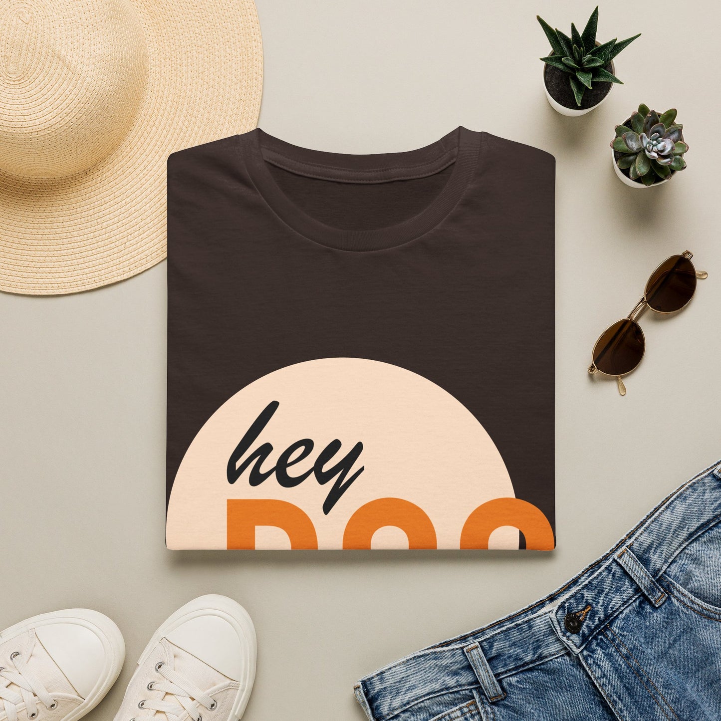 Hey Boo T-Shirt — Retro Peach Graphic Tee