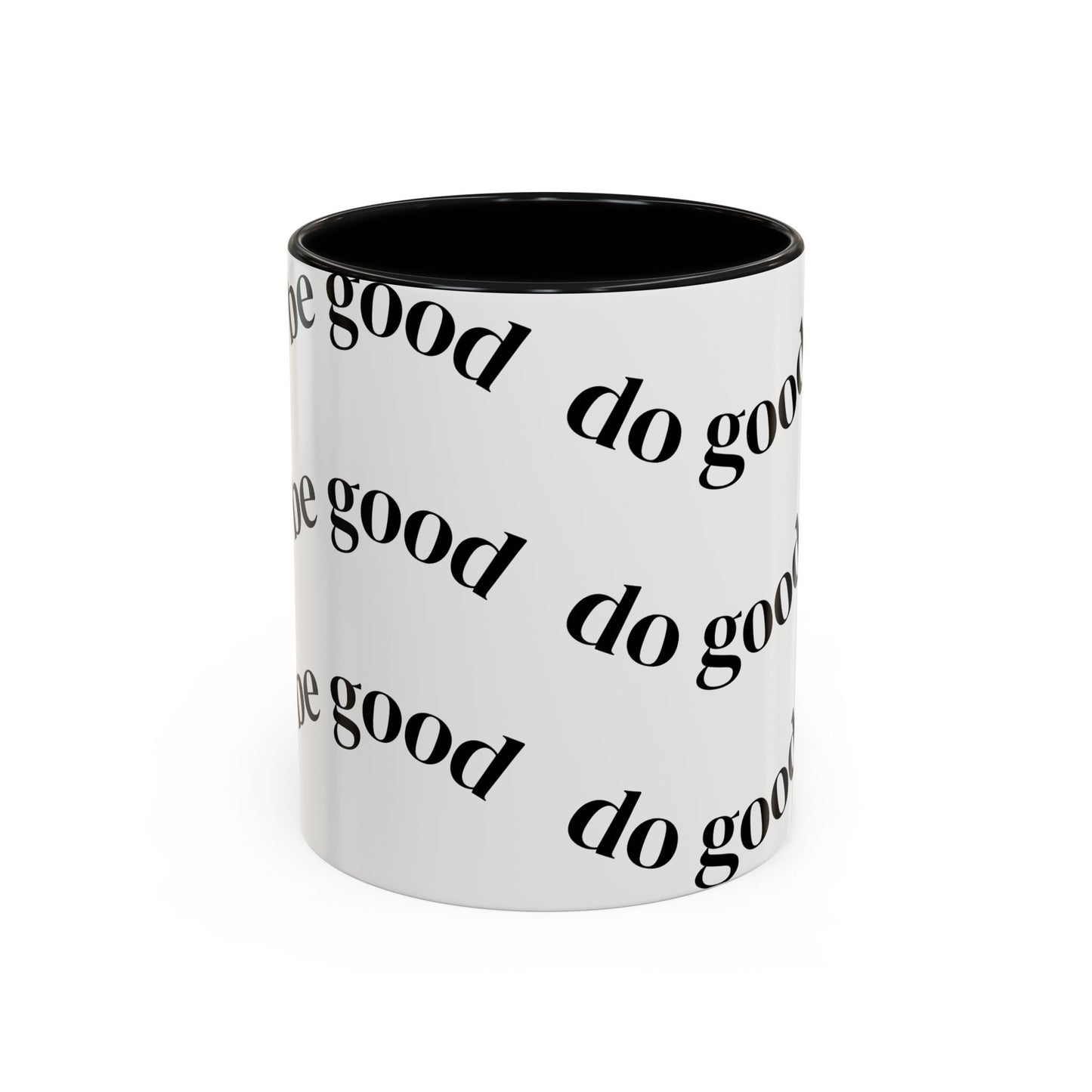 Do Good Pattern Accent Coffee Mug – Inspirational Black & White Ceramic Mug (11/15 oz)