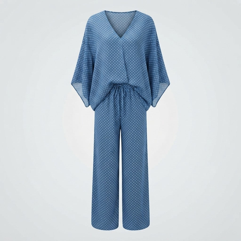 Retro Polka Dot Loungewear Set – Cozy Chic Two-Piece for Women