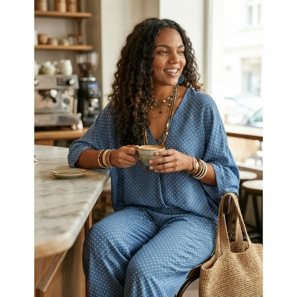 Retro Polka Dot Loungewear Set – Cozy Chic Two-Piece for Women